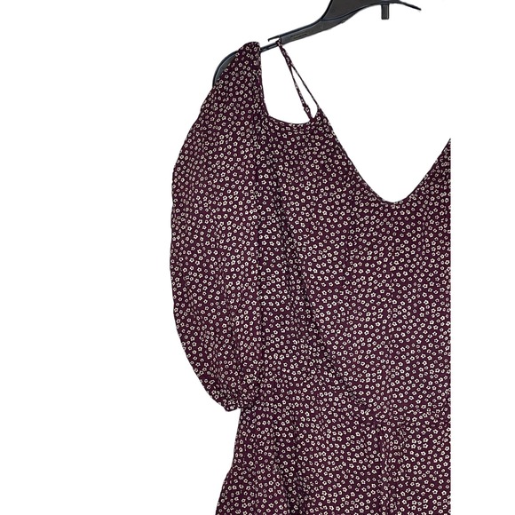 Paige Carmine Women Top Cold Off Shoulder Tie Front Ditsy Floral Dress Red Small - Picture 5 of 9